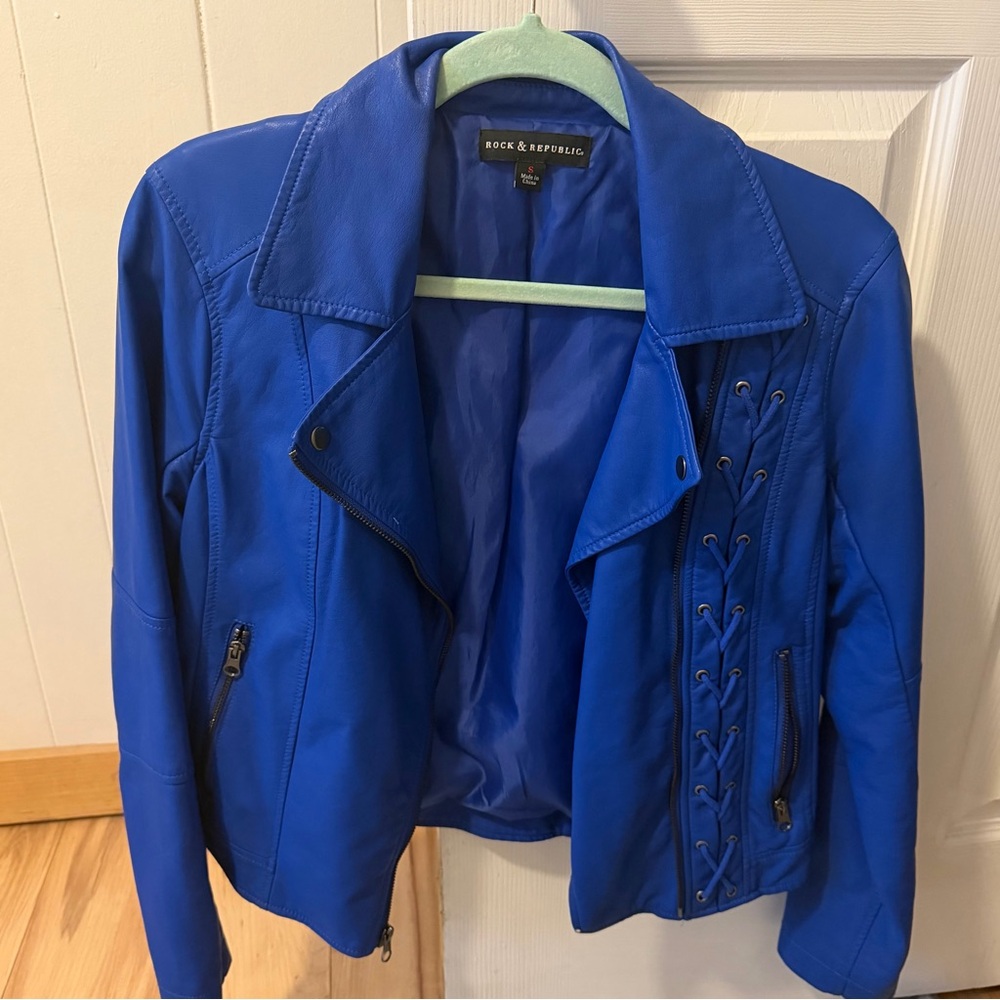 Rock & Republic Women's Electric Blue Leather Jacket